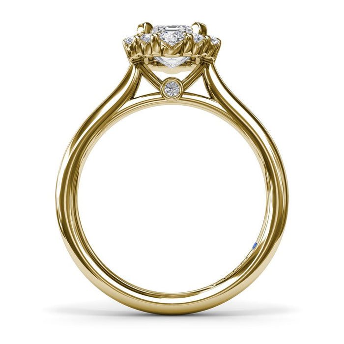 Round and Baguette Halo Engagement Ring Setting