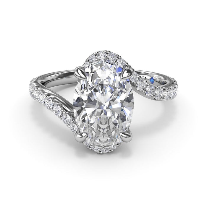 Bypass Oval with Diamond Shank Engagement Ring Setting
