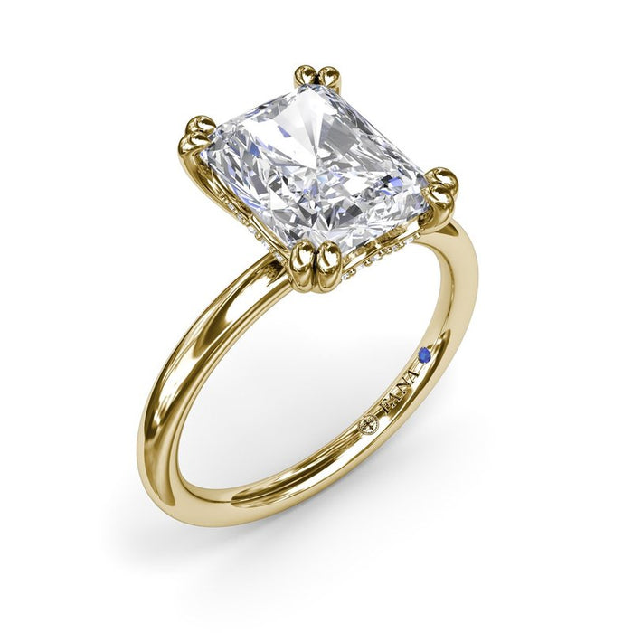 Radiant Solitaire with Hidden Halo Engagement Ring Setting