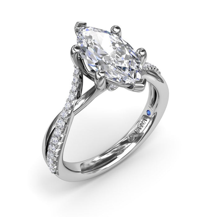 Alternating Diamond Twist Marquise-Cut Engagement Ring Setting