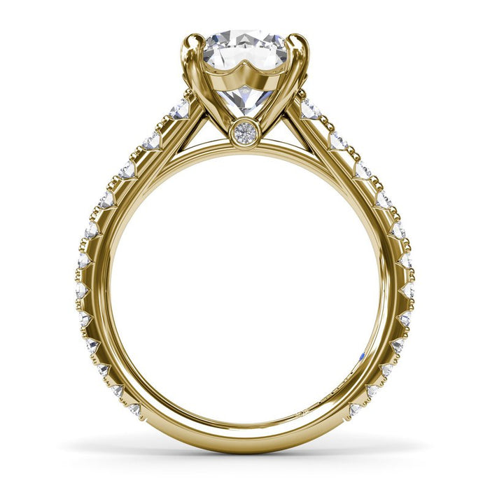 Graduated Diamond Cathedral Shank Engagement Ring Setting