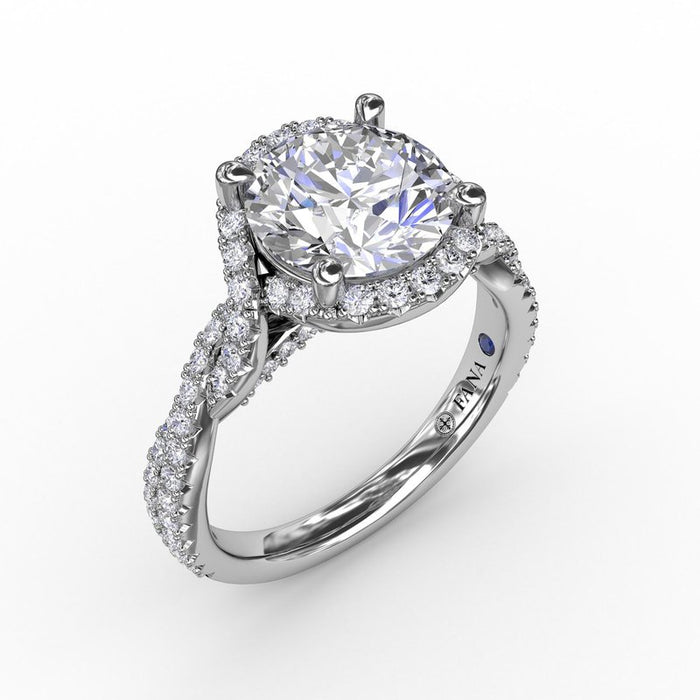 Twisted Vine Shank with Halo Engagement Ring Setting