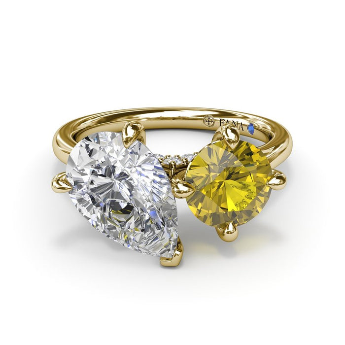 Toi et Moi with Diamond Bridge Engagement Ring Setting