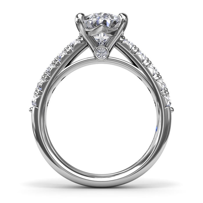 French Pavé Shank with Pear-Shape Center Engagement Ring Setting