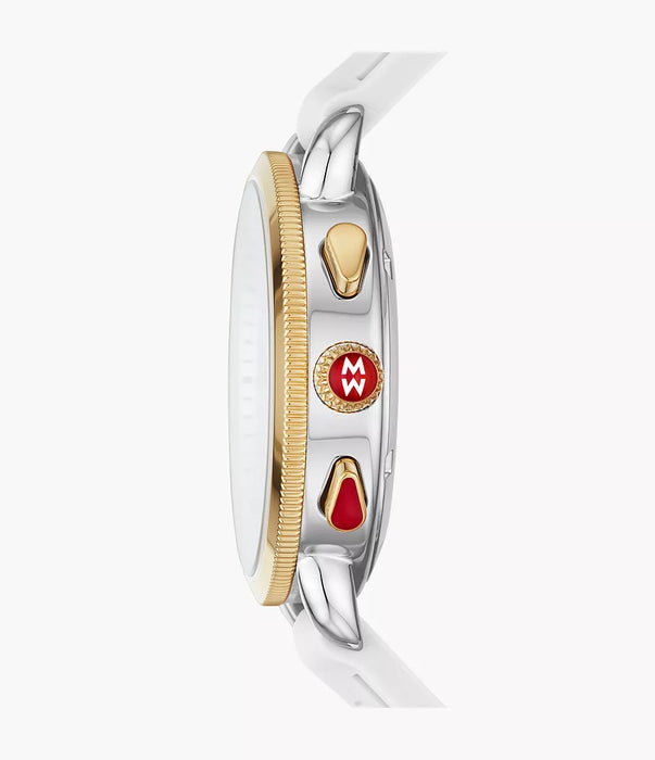 Michele Sporty Sport Sail Watch, Two-Tone with White Silicone Strap