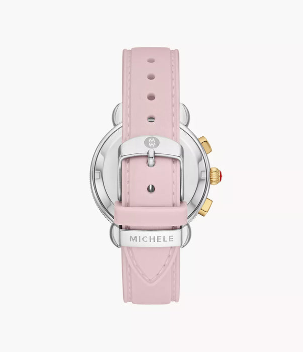 Michele Sporty Sport Sail Watch, Two-Tone with Peony Pink Silicone Strap