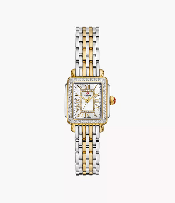 Michele Deco Madison Mini Diamond Watch, Two-Tone with White MOP Dial