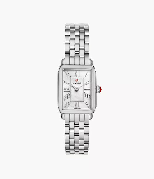 Michele Deco Park Watch, Silver-Tone with White MOP Dial