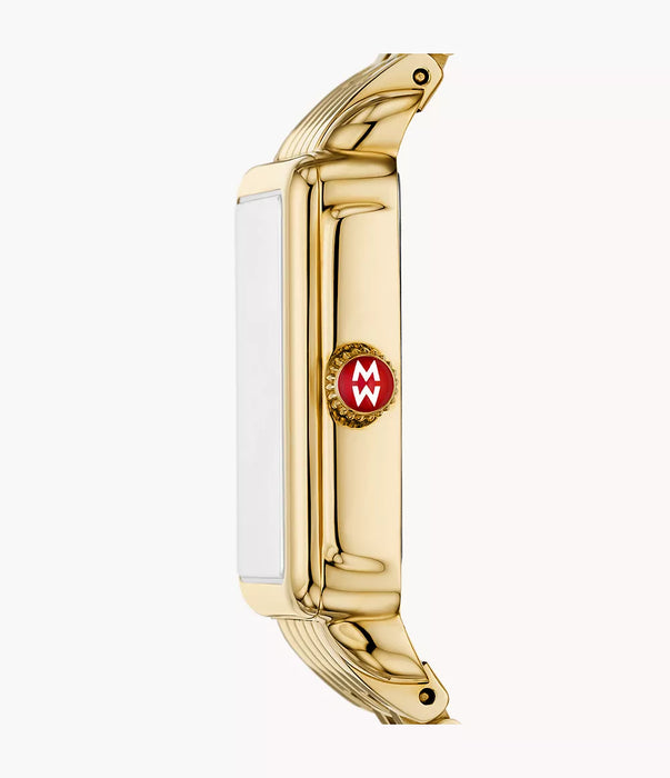 Michele Deco Park Watch, Gold-Tone with White MOP Dial