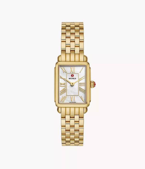 Michele Deco Park Watch, Gold-Tone with White MOP Dial