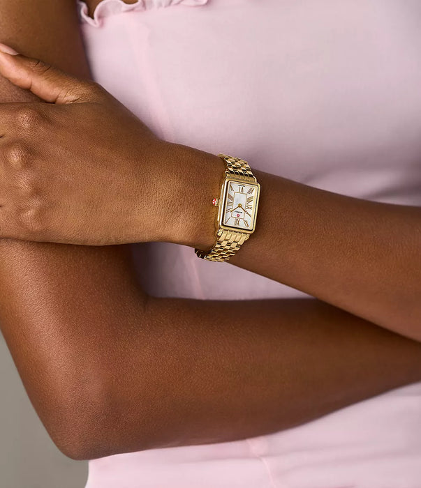 Michele Deco Park Watch, Gold-Tone with White MOP Dial