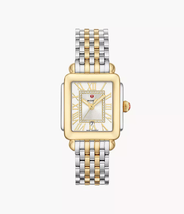 Michele Deco Madison Mid Watch, Two-Tone with White-Silver Dial