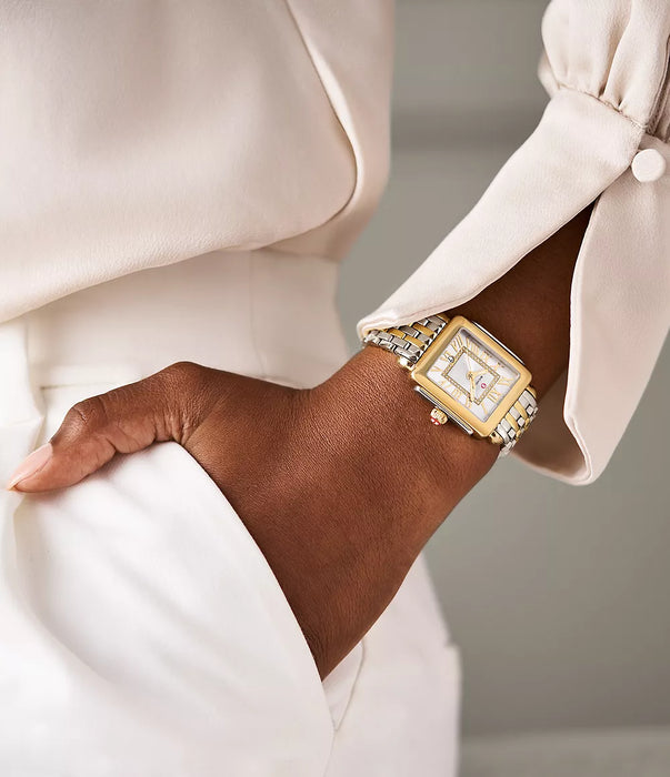 Michele Deco Madison Mid Watch, Two-Tone with White-Silver Dial