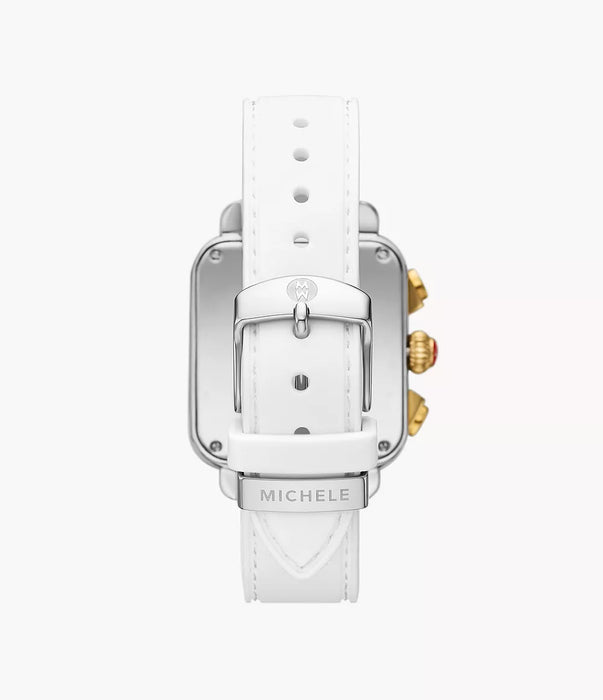 Michele Deco Sport Watch, Two-Tone with White Silicone Strap