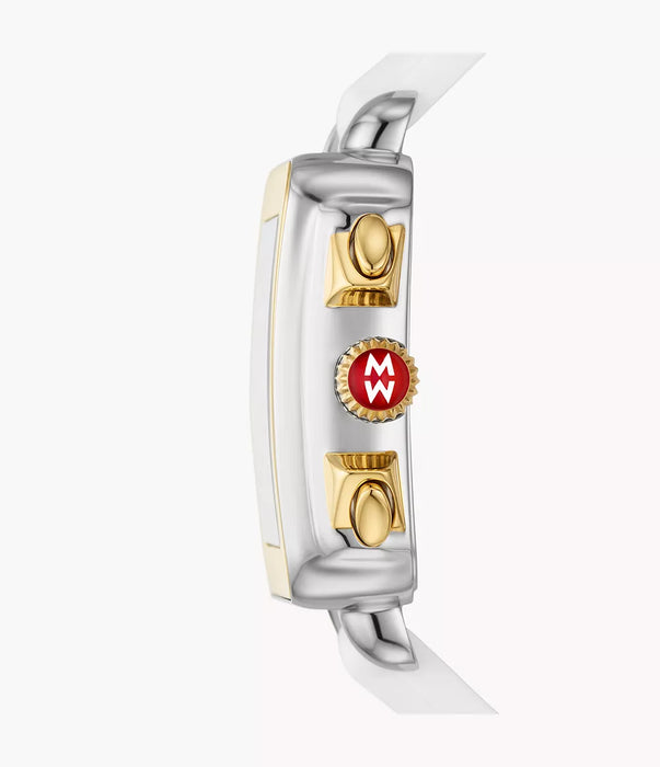Michele Deco Sport Watch, Two-Tone with White Silicone Strap