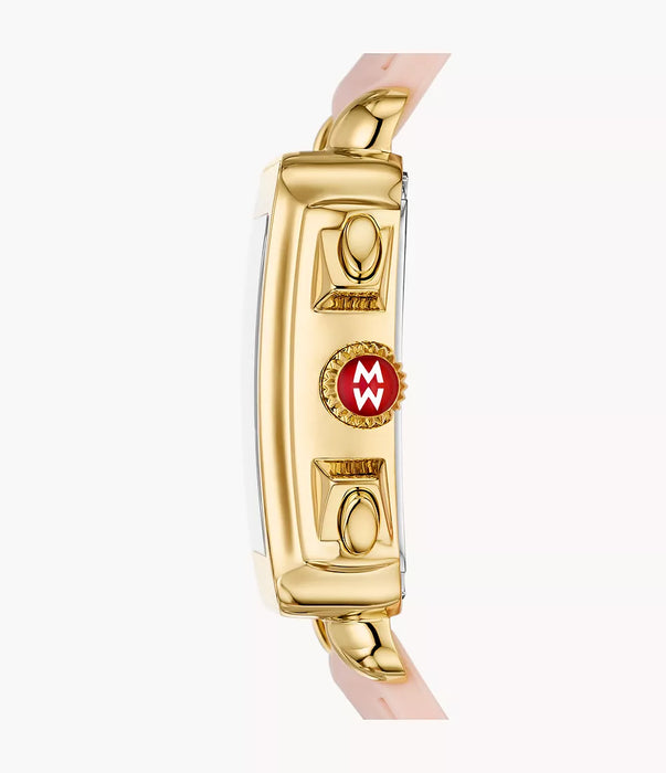 Michele Deco Sport Watch, Gold-Tone with Ballet Pink Silicone Strap