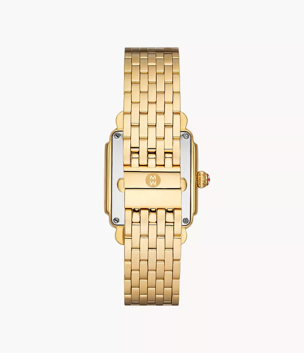 Michele Deco Mid Watch, Gold-Tone with White MOP Dial