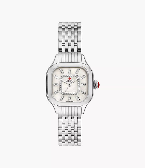 Michele Meggie Watch, Silver-Tone With White MOP Dial