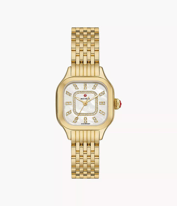 Michele Meggie Watch, Gold-Tone With White MOP Dial