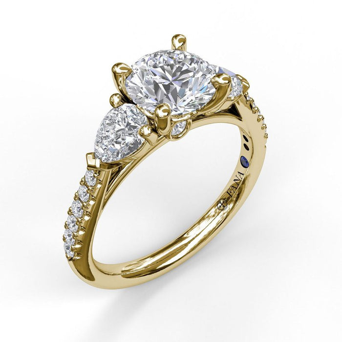 Pear-Shape Side Stones with Diamond Shank Engagement Ring Setting
