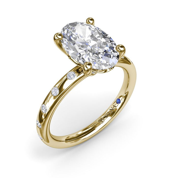 Flush-Set Diamond Shank Engagement Ring Setting