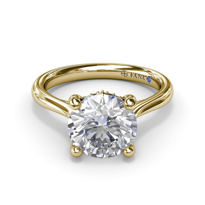 Tapered Cathedral Shank with Hidden Halo Engagement Ring Setting