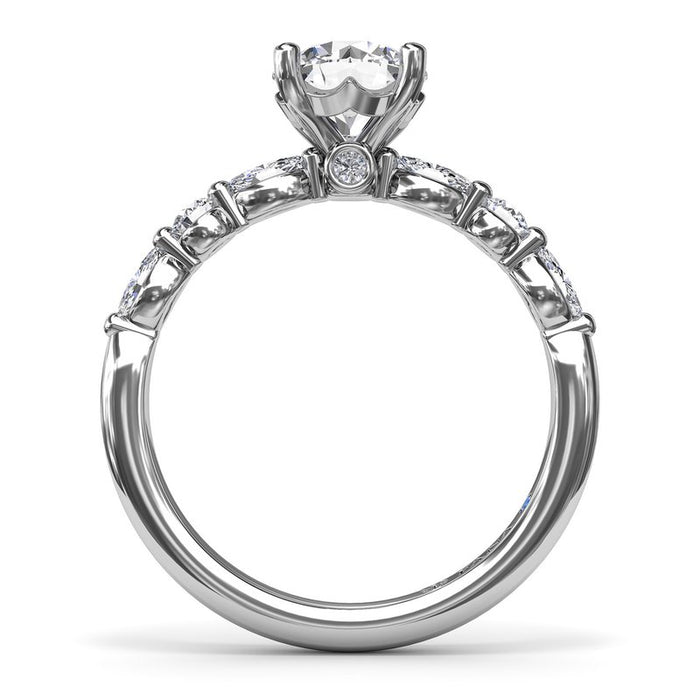 Marquise and Round Diamond Shank Engagement Ring Setting