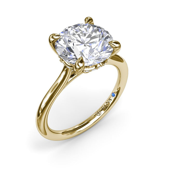 Cathedral Shank with Hidden Halo Engagement Ring Setting
