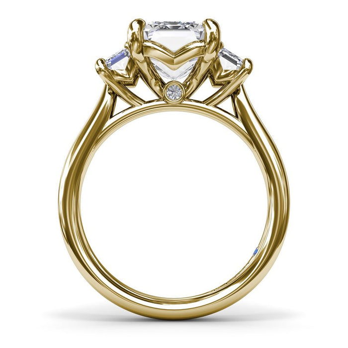 Three-Stone Emerald-Cut Engagement Ring Setting