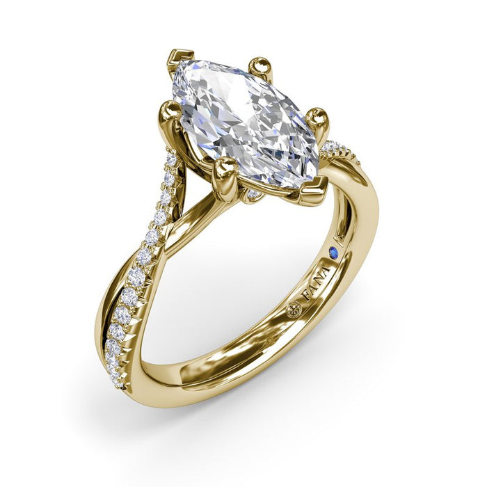 Alternating Diamond Twist Marquise-Cut Engagement Ring Setting
