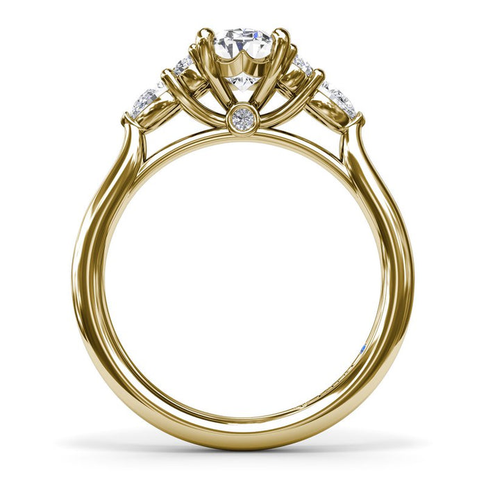 Pear and Round Side Cluster Engagement Ring Setting