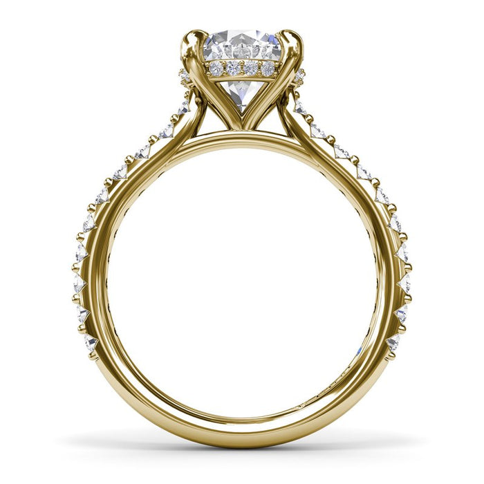 Hidden Halo with Diamond Cathedral Shank Engagement Ring Setting