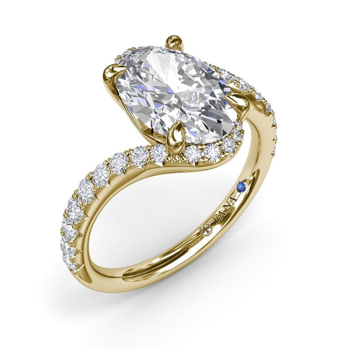 Bypass Oval with Diamond Shank Engagement Ring Setting