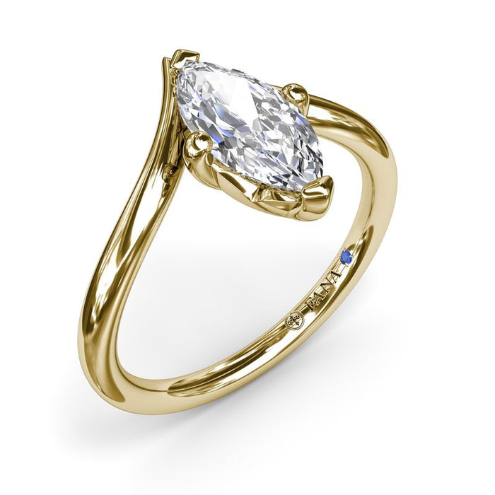 V-Shape Bypass Marquise Engagement Ring Setting