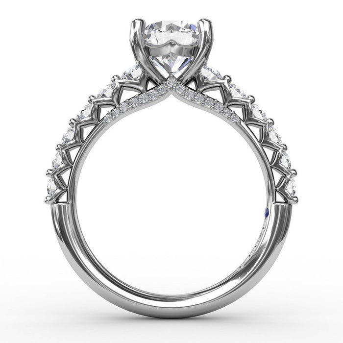 Openwork Diamond Shank and Bridge Detail Engagement Ring Setting