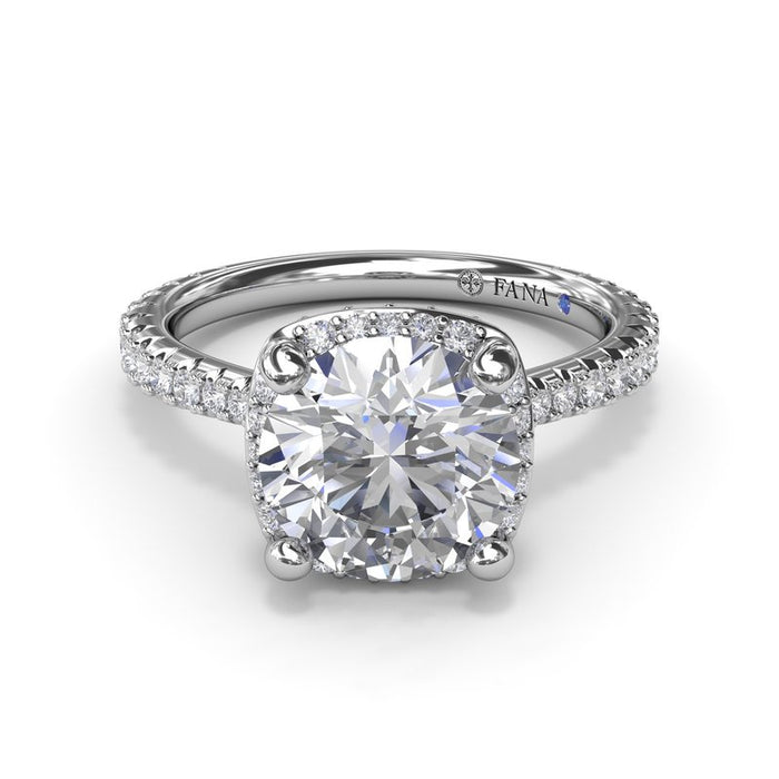 Cushion-Shaped Halo with Hidden Halo Engagement Ring Setting