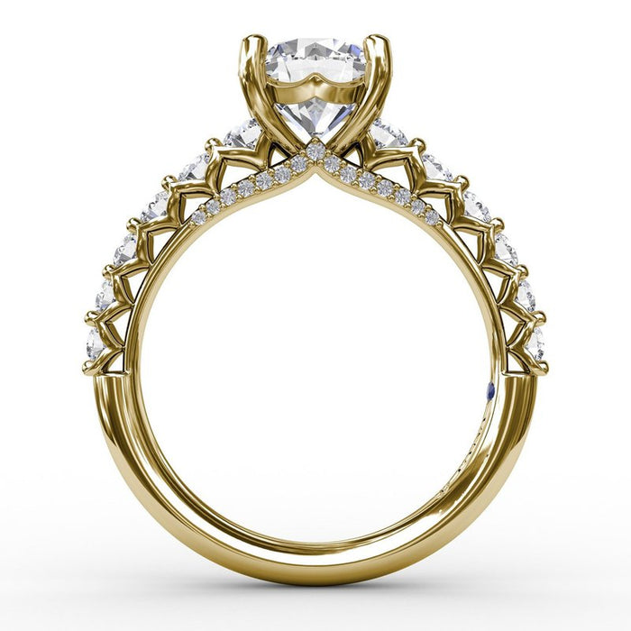Openwork Diamond Shank and Bridge Detail Engagement Ring Setting