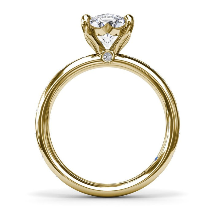 Flush-Set Diamond Shank Engagement Ring Setting