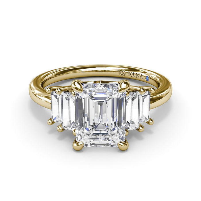 Five Stone Emerald-Cut Engagement Ring Setting