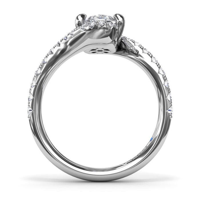 Bypass Oval with Diamond Shank Engagement Ring Setting