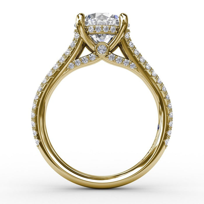 Diamond Split Shank with Hidden Halo Engagement Ring Setting
