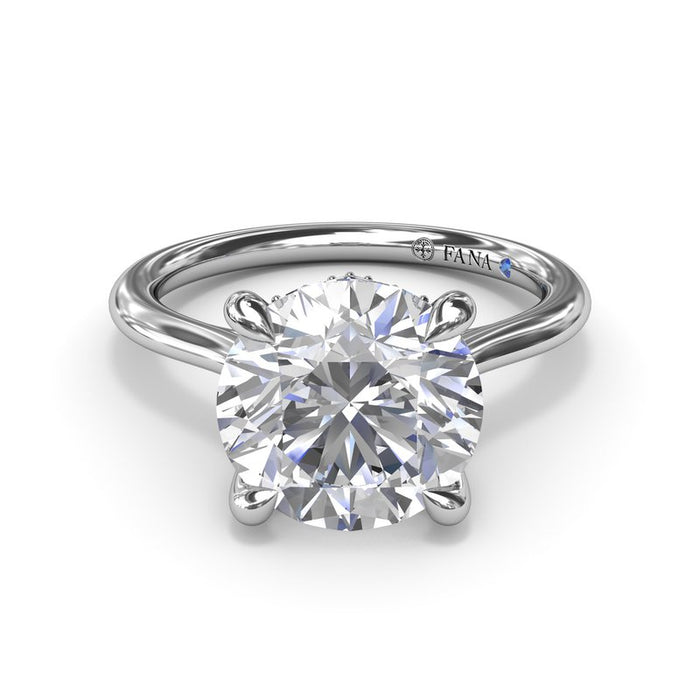 Cathedral Shank with Hidden Halo Engagement Ring Setting