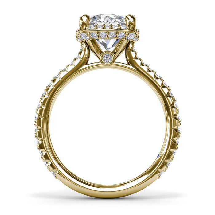Cushion-Shaped Halo with Hidden Halo Engagement Ring Setting