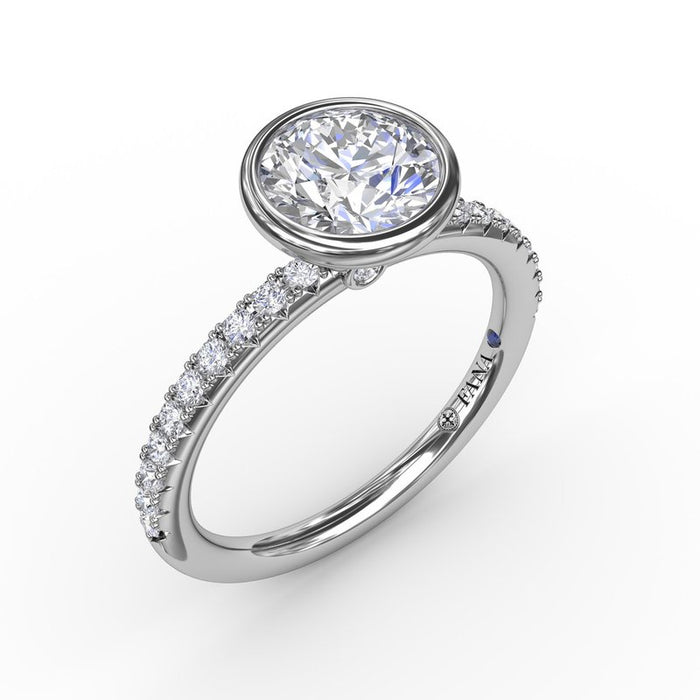 Bezel-Set Center with Diamond Shank Engagement Ring Setting