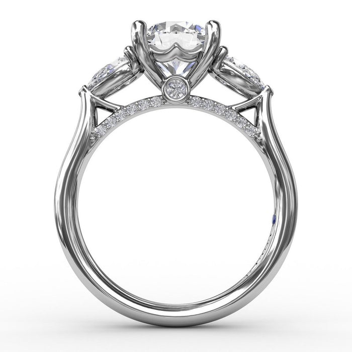 Pear-Shape Side Stones Engagement Ring Setting