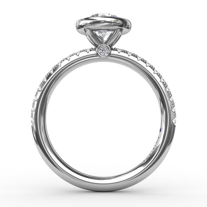 Bezel-Set Center with Diamond Shank Engagement Ring Setting