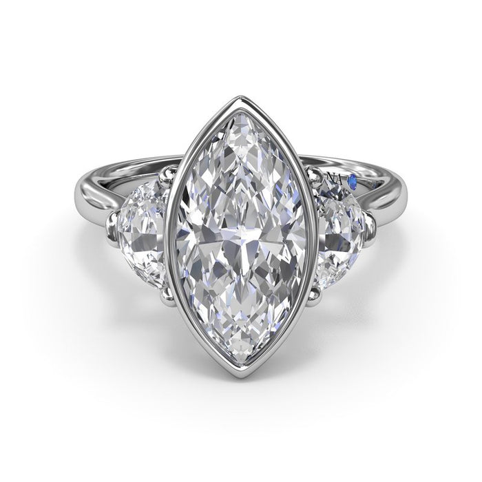 Marquise with Half-Moon Side Stones Engagement Ring Setting
