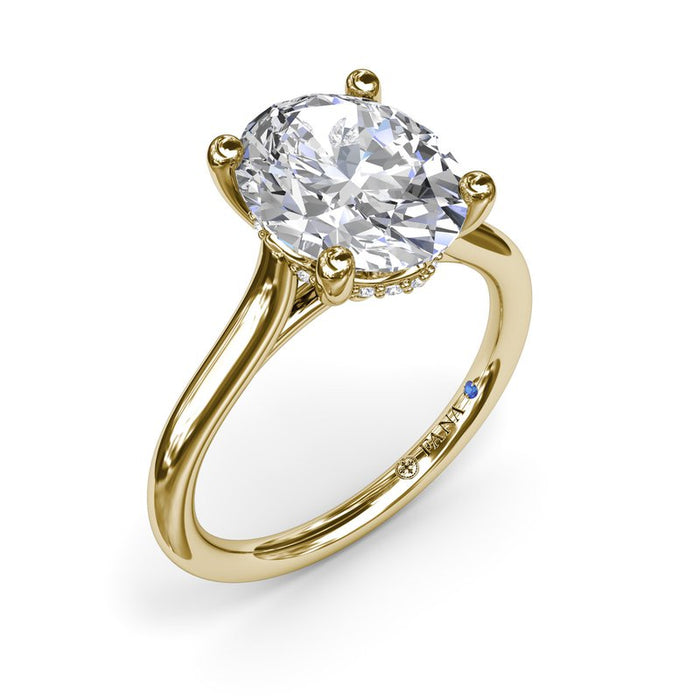 Oval Solitaire with Hidden Halo Engagement Ring Setting