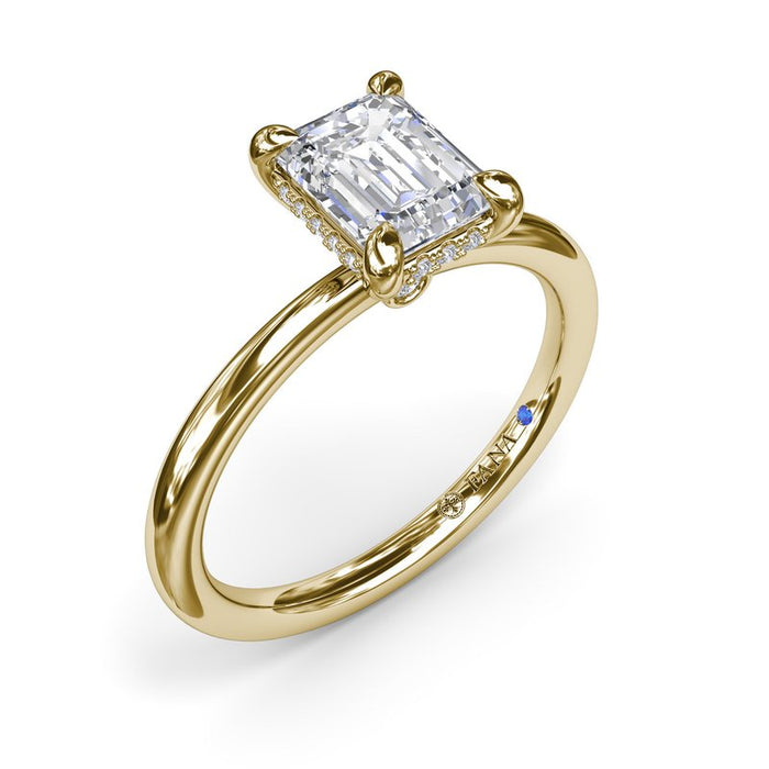 Emerald-Cut with Hidden Halo Engagement Ring Setting