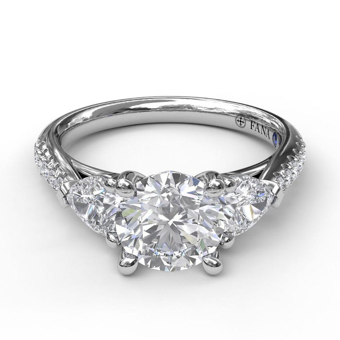 Pear-Shape Side Stones with Diamond Shank Engagement Ring Setting